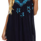 Sakkas Embroidered Palm Tree V-Neck Caftan Cotton Dress
