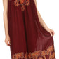 Sakkas Embroidered Palm Tree V-Neck Caftan Cotton Dress