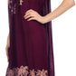 Sakkas Embroidered Palm Tree V-Neck Caftan Cotton Dress