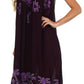 Sakkas Embroidered Palm Tree V-Neck Caftan Cotton Dress
