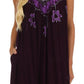 Sakkas Embroidered Palm Tree V-Neck Caftan Cotton Dress