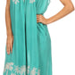 Sakkas Embroidered Palm Tree V-Neck Caftan Cotton Dress