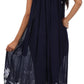 Sakkas Embroidered Palm Tree V-Neck Caftan Cotton Dress