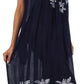 Sakkas Embroidered Palm Tree V-Neck Caftan Cotton Dress