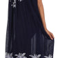 Sakkas Embroidered Palm Tree V-Neck Caftan Cotton Dress