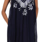 Sakkas Embroidered Palm Tree V-Neck Caftan Cotton Dress