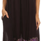 Sakkas Embroidered Palm Tree V-Neck Caftan Cotton Dress