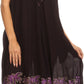 Sakkas Embroidered Palm Tree V-Neck Caftan Cotton Dress