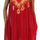 Sakkas Embroidered Palm Tree V-Neck Caftan Cotton Dress