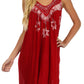 Sakkas Embroidered Palm Tree V-Neck Caftan Cotton Dress