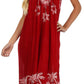 Sakkas Embroidered Palm Tree V-Neck Caftan Cotton Dress