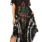 Sakkas Embroidered Painted Floral Cap Sleeve Rayon Dress
