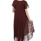 Sakkas Embroidered Painted Floral Cap Sleeve Rayon Dress