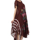 Sakkas Embroidered Painted Floral Cap Sleeve Rayon Dress
