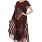 Sakkas Embroidered Painted Floral Cap Sleeve Rayon Dress