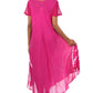 Sakkas Embroidered Painted Floral Cap Sleeve Rayon Dress
