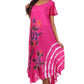 Sakkas Embroidered Painted Floral Cap Sleeve Rayon Dress