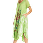 Sakkas Embroidered Painted Floral Cap Sleeve Rayon Dress