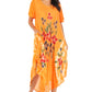 Sakkas Embroidered Painted Floral Cap Sleeve Rayon Dress