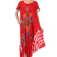 Sakkas Embroidered Painted Floral Cap Sleeve Rayon Dress