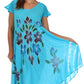 Sakkas Embroidered Painted Floral Cap Sleeve Rayon Dress