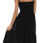 Sakkas Sequin Embroidered Smocked Bodice Knee Length Dress
