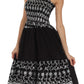 Sakkas Sequin Embroidered Smocked Bodice Knee Length Dress