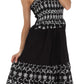 Sakkas Sequin Embroidered Smocked Bodice Knee Length Dress