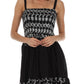 Sakkas Sequin Embroidered Smocked Bodice Knee Length Dress