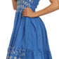 Sakkas Sequin Embroidered Smocked Bodice Knee Length Dress