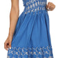 Sakkas Sequin Embroidered Smocked Bodice Knee Length Dress