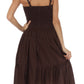 Sakkas Sequin Embroidered Smocked Bodice Knee Length Dress