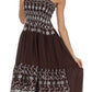 Sakkas Sequin Embroidered Smocked Bodice Knee Length Dress