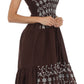 Sakkas Sequin Embroidered Smocked Bodice Knee Length Dress