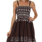 Sakkas Sequin Embroidered Smocked Bodice Knee Length Dress