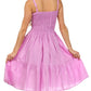 Sakkas Sequin Embroidered Smocked Bodice Knee Length Dress
