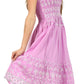 Sakkas Sequin Embroidered Smocked Bodice Knee Length Dress