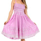 Sakkas Sequin Embroidered Smocked Bodice Knee Length Dress
