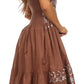Sakkas Sequin Embroidered Smocked Bodice Knee Length Dress