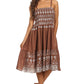 Sakkas Sequin Embroidered Smocked Bodice Knee Length Dress