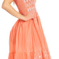 Sakkas Sequin Embroidered Smocked Bodice Knee Length Dress