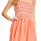 Sakkas Sequin Embroidered Smocked Bodice Knee Length Dress
