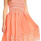 Sakkas Sequin Embroidered Smocked Bodice Knee Length Dress