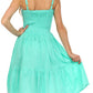 Sakkas Sequin Embroidered Smocked Bodice Knee Length Dress