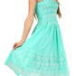 Sakkas Sequin Embroidered Smocked Bodice Knee Length Dress