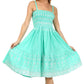 Sakkas Sequin Embroidered Smocked Bodice Knee Length Dress