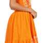 Sakkas Sequin Embroidered Smocked Bodice Knee Length Dress