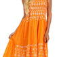 Sakkas Sequin Embroidered Smocked Bodice Knee Length Dress