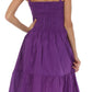 Sakkas Sequin Embroidered Smocked Bodice Knee Length Dress