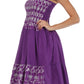Sakkas Sequin Embroidered Smocked Bodice Knee Length Dress